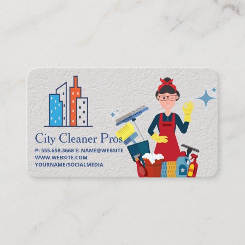 Cleaning Service | Maid Cleaning | City Buildings Business Card