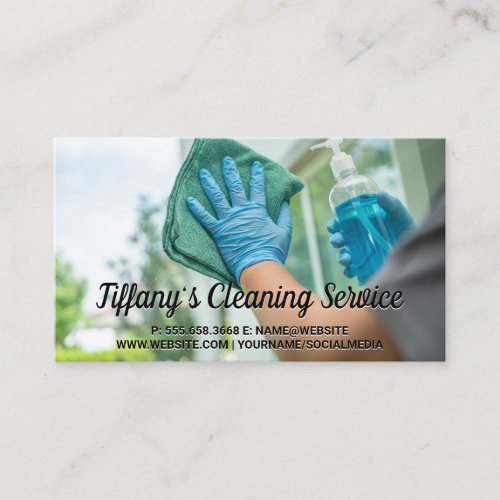 Cleaning Service  Maid Cleaning Glass Window Business Card