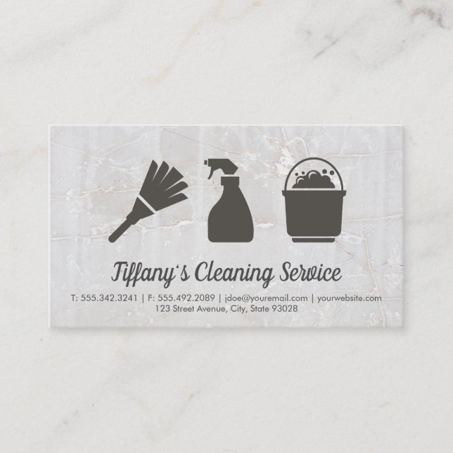 Cleaning Service | Maid Cleaning Supplies | Marble Business Card (Front)