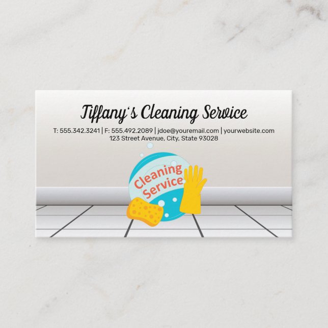 Cleaning Service | Maid Cleaning Supplies Tiles Business Card (Front)