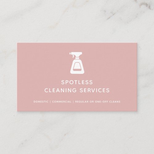 Cleaning Service Maid Dusty Pink Spray Bottle Business Card
