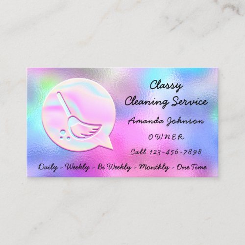 Cleaning Service Maid Home Groom Logo Pink QR Code Business Card