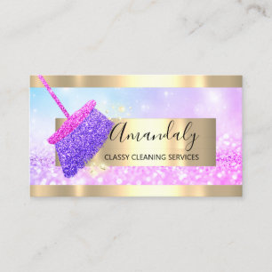 Cleaning Service Maid House Keeping Gold Glitter Business Card