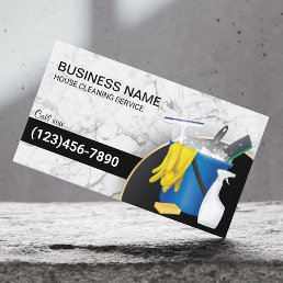 Cleaning Service Maid Housekeeping Trendy Marble Business Card