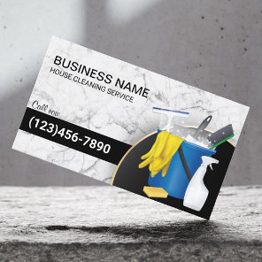 Cleaning Service Maid Housekeeping Trendy Marble Business Card