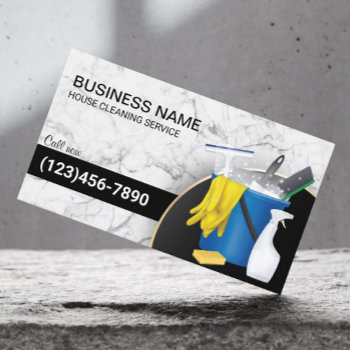 Cleaning Service Maid Housekeeping Trendy Marble Business Card by cardfactory at Zazzle