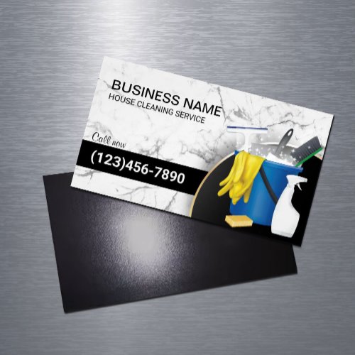Cleaning Service Maid Housekeeping Trendy Marble Business Card Magnet