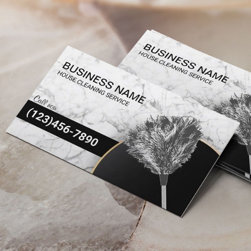 Cleaning Service Maid Housekeeping White Marble Business Card