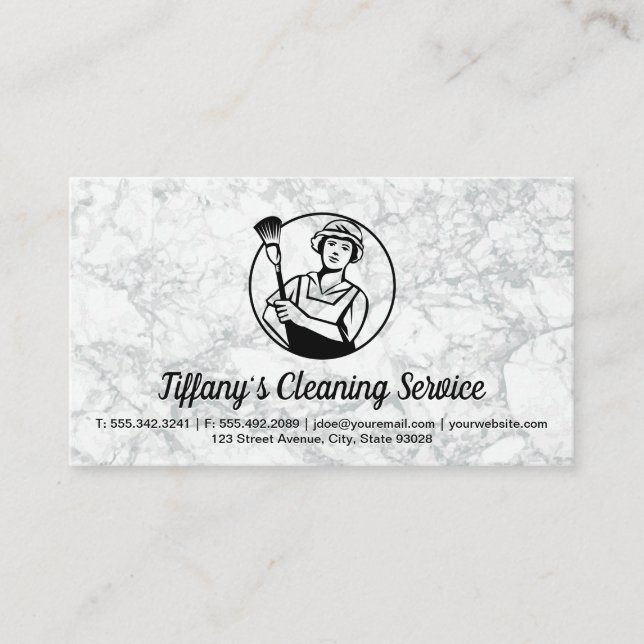 Cleaning Service | Maid | Lady Cleaner Business Card (Front)