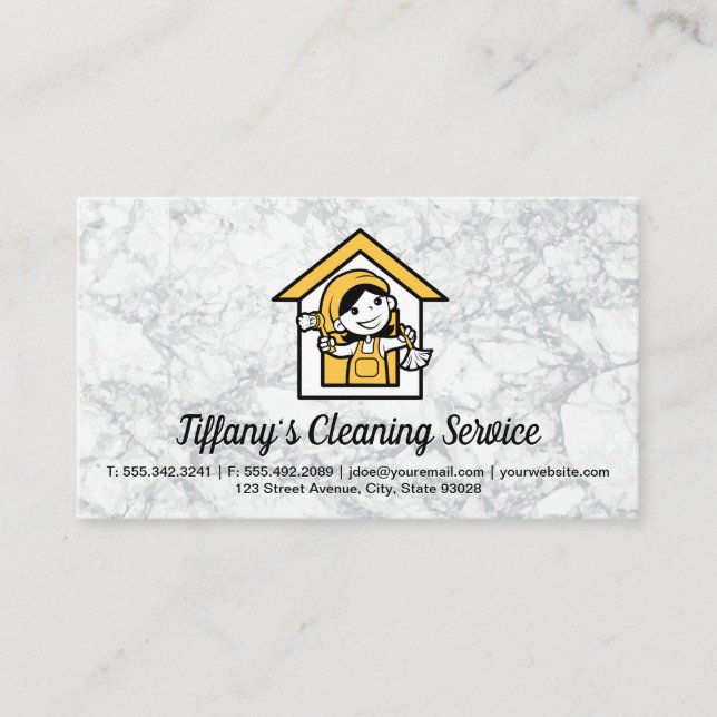 Cleaning Service | Maid Logo Business Card (Front)