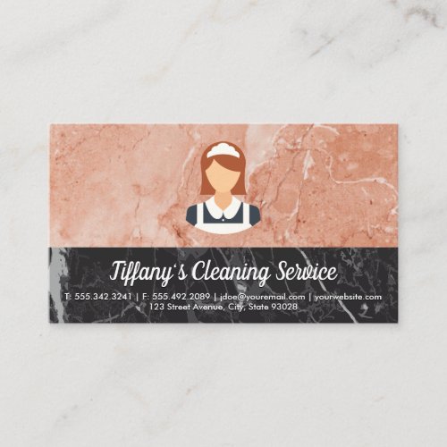 Cleaning Service  Maid Marble Color Block Business Card