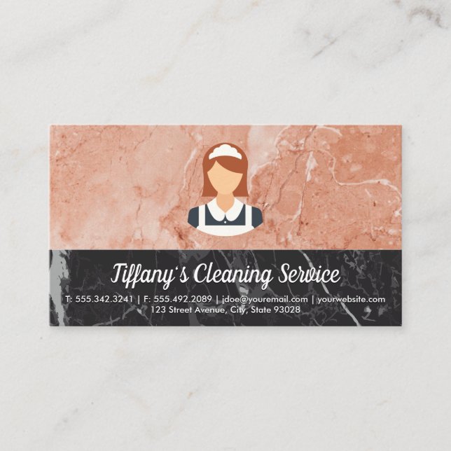 Cleaning Service | Maid Marble Color Block Business Card (Front)