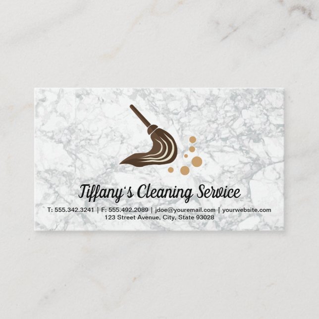Cleaning Service | Maid | Mop and Bubbles Business Card (Front)