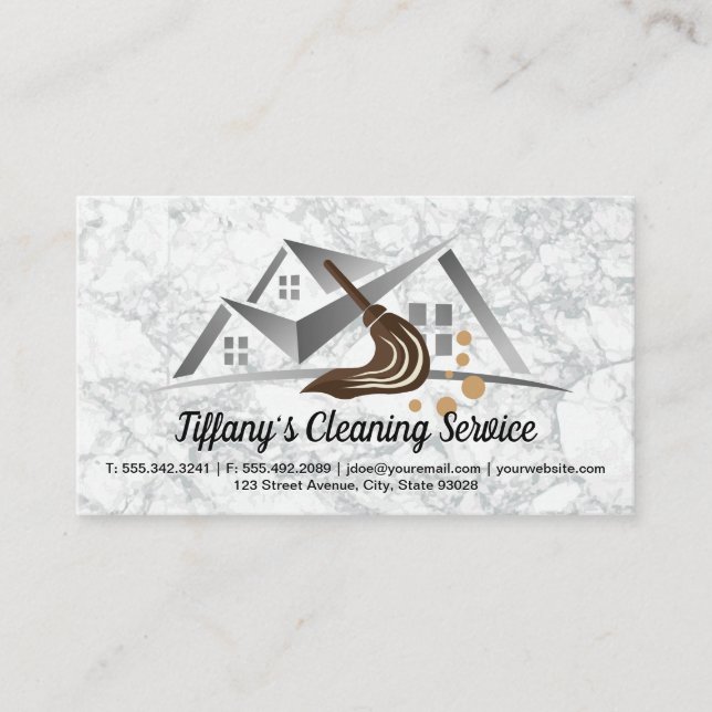 Cleaning Service | Maid | Mop and Home Business Card (Front)