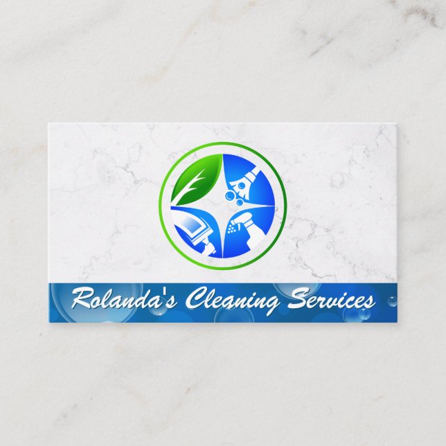 Cleaning Service | Maid Service Icon Bubbles Business Card (Front)