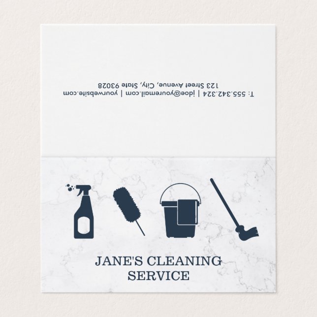 Cleaning Service | Maid Service | Marble Business Card (Outside Unfolded)