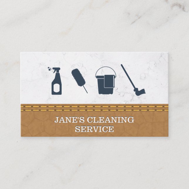 Cleaning Service | Maid Service | Marble Leather Business Card (Front)