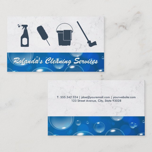 Cleaning Service | Maid Service | Soap Bubbles Business Card (Front/Back)