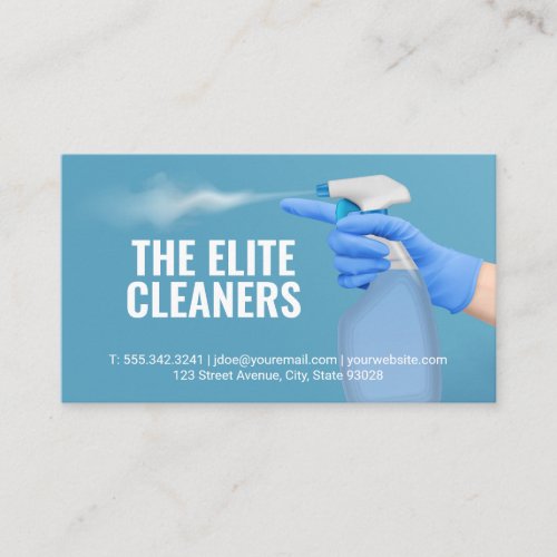 Cleaning Service  Maid Spraying Water Bottle Business Card