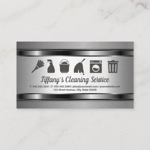 Cleaning Service  Maid Supplies  Metal Business Card