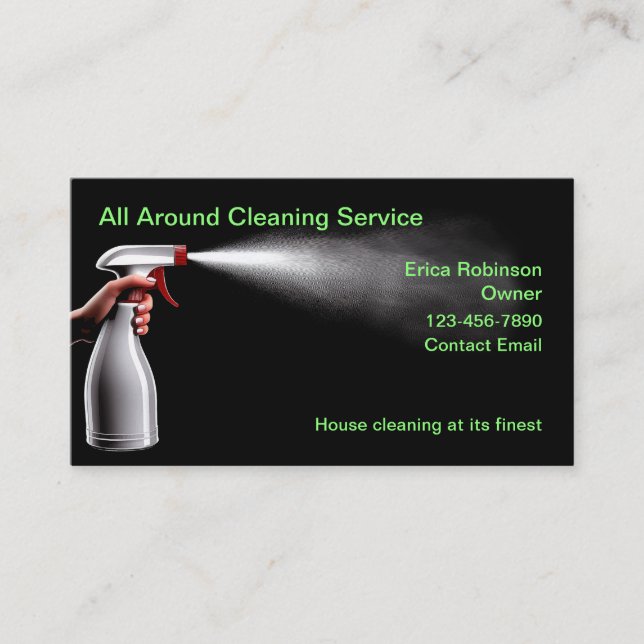 Cleaning Service Minimalist Business Cards (Front)