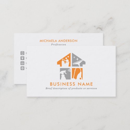 Cleaning Service Modern Logo  QR Code Business Card