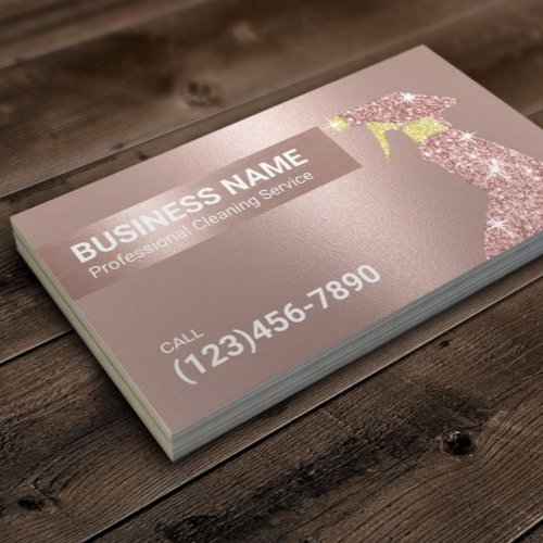 Cleaning Service Modern Rose Gold Maid Business Card