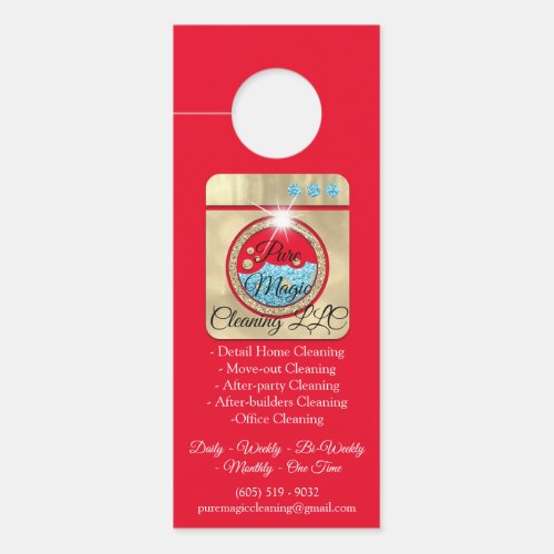 Cleaning Service Move Out Cleaning Laundy Red  Door Hanger