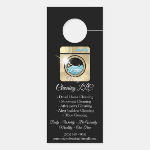 Cleaning Service Moveout Cleaning Laundy Gold Door Hanger