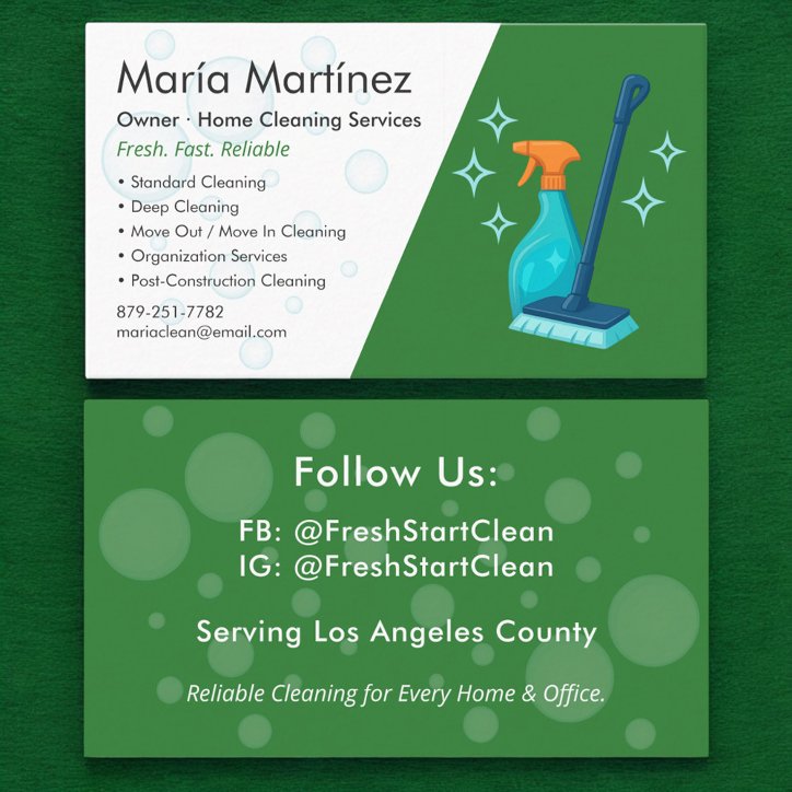 Cleaning Service Professional Business Card