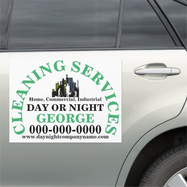 Cleaning service professional DIY logo buildings Car Magnet (In Situ)