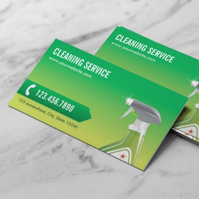 Cleaning Service Professional Green Business Card (Creator Uploaded)