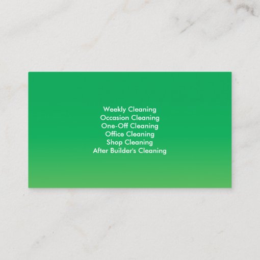 Cleaning Service Professional Green Business Card Zazzle