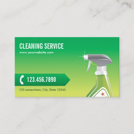 Cleaning Service Professional Green Business Card | Zazzle