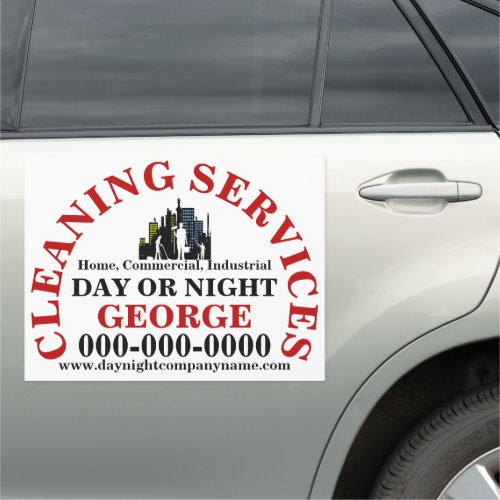 Cleaning service professional Logo  buildings red Car Magnet