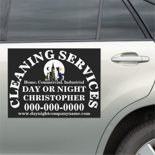 Cleaning service professional Logo city skyline Car Magnet