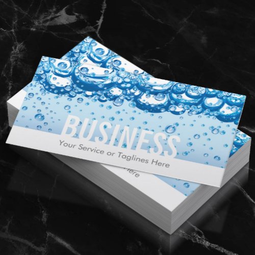 Cleaning Service Professional Water  Bubbles Bold Business Card