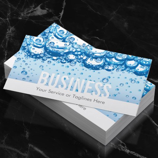 Customizable Cleaning Service Professional Water &amp; Bubbles Bold Business Card