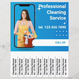 Cleaning Service Promotion Flyer Tear Off Strips