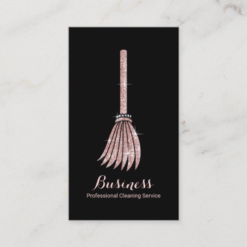 Cleaning Service Rose Gold Broom House Keeping Bus Business Card