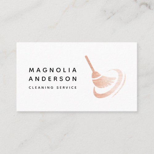Cleaning Service Rose Gold Foil Brushed Metal Busi Business Card
