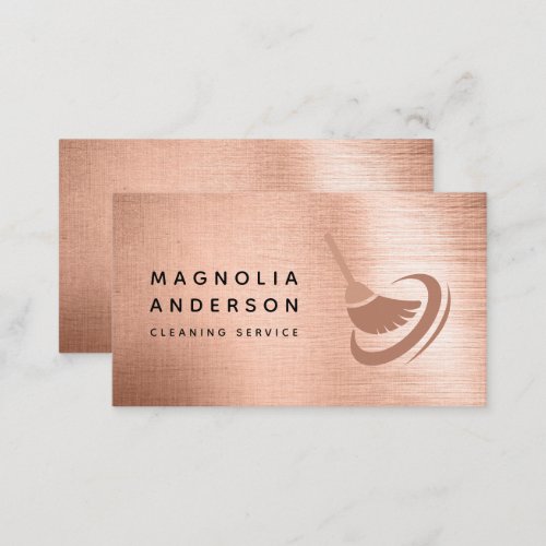 Cleaning Service Rose Gold Foil Brushed Metal Business Card