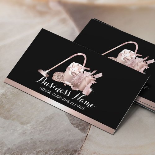 Cleaning Service Rose Gold Maid Housekeeping Business Card