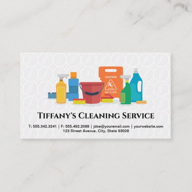 Cleaning Service | Sanitizing Supplies | Tiles Business Card (Front)