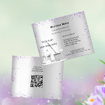 Cleaning service silver violet glitter dust QR Flyer<br><div class="desc">An elegant and glamorous cleaning service business flyer on a faux silver metallic looking background decorated with violet faux glitter dust on front and cleaning equipment.  Personalize and add Your name,  text contact info.  Add your own QR code to your website address on the back:</div>