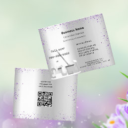 Cleaning service silver violet glitter dust QR Flyer