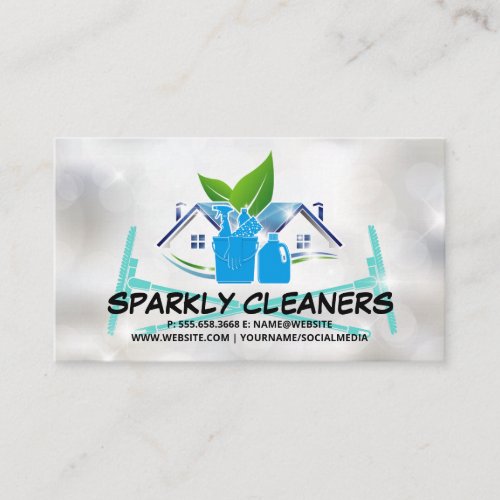 Cleaning Service  Sparkly House  Cleaner Tools Business Card