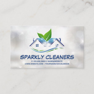 Cleaning Service Sparkly House Logo Business Card