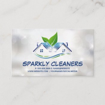 Cleaning Service | Sparkly House Logo Business Card by lovely_businesscards at Zazzle