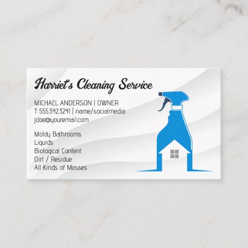 Cleaning Service  Spray Bottle Maid Logo Business Card